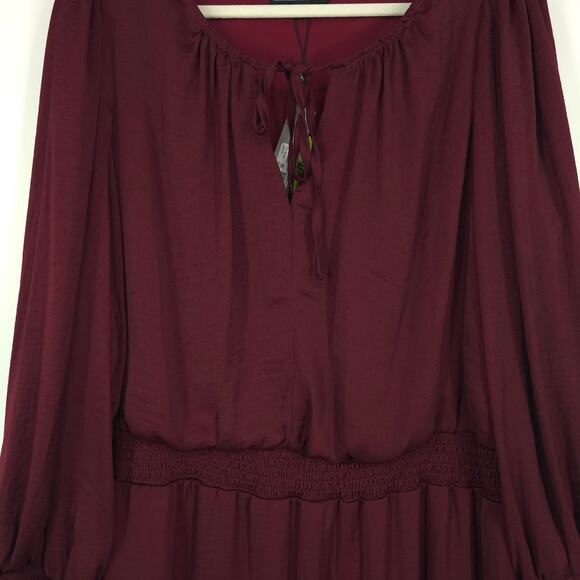 Sam Edelman Burgundy Smocked Plus Size Mini Dress Size 3X NWT - Picture 4 of 11